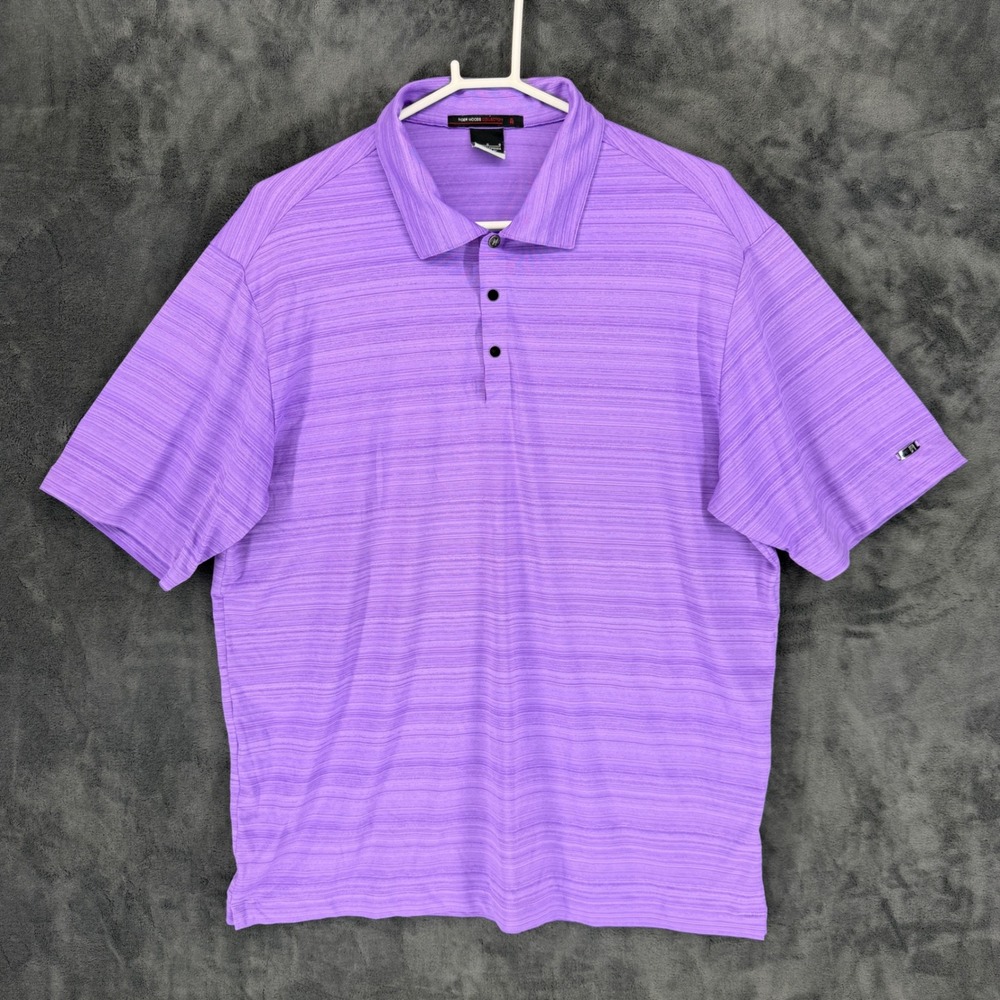 Nike Tiger Woods Collection‎ Purple Striped Dri-FIT Golf Polo Shirt 401422-514 L